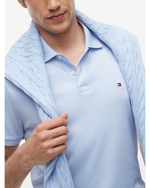 Tommy Hilfiger Blue Liquid Cotton Regular Short Sleeve Polo for men