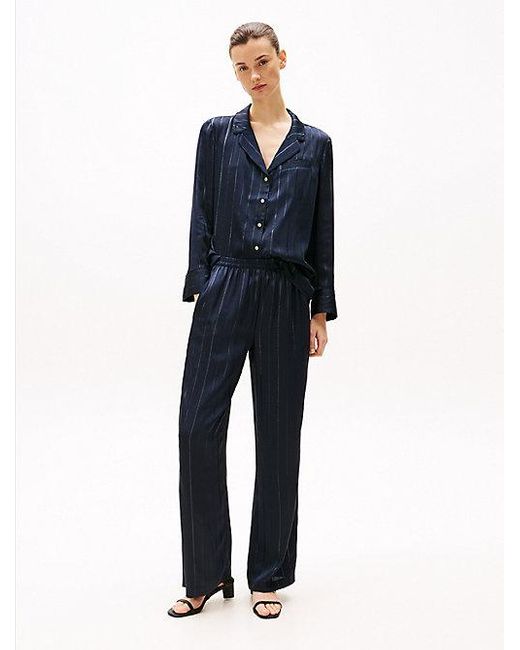 Tommy Hilfiger Blue Relaxed Fit Bluse Mit Metallic-Streifen