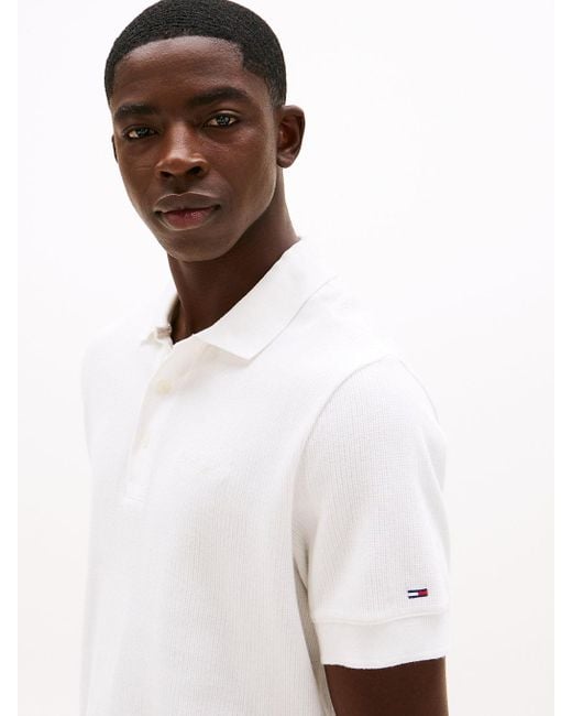 Polo Regular Fit Con Trama A Nido D'Ape di Tommy Hilfiger in White da Uomo