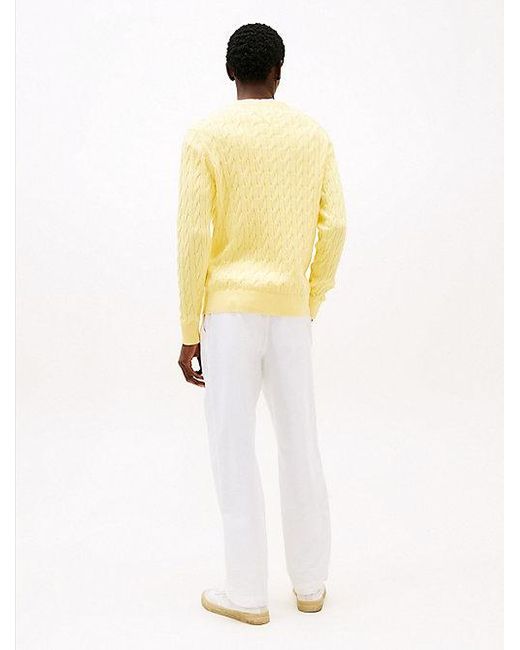 Tommy Hilfiger Rundhals-Pullover Mit Zopfmuster in Yellow für Herren