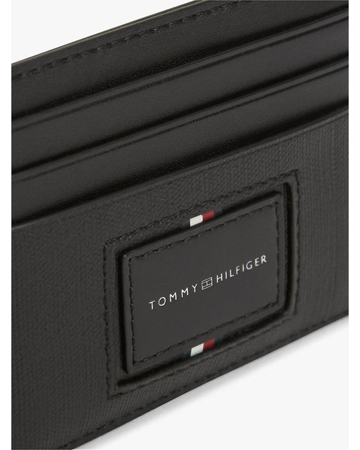 Tommy Hilfiger Black Leather Caviar Grain Card Holder for men