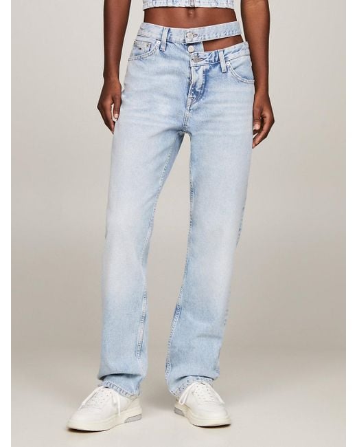 Tommy Hilfiger Blue Julie Ultra High Rise Straight Cutout Jeans