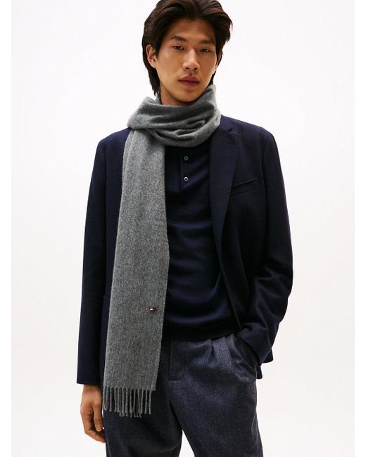 Écharpe Hilfiger Flag En Cachemire À Franges Tommy Hilfiger pour homme en coloris Gray