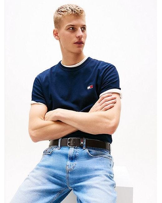 Tommy Hilfiger T-Shirt Met Ronde Hals En Tommy-Badge in het Blue voor heren