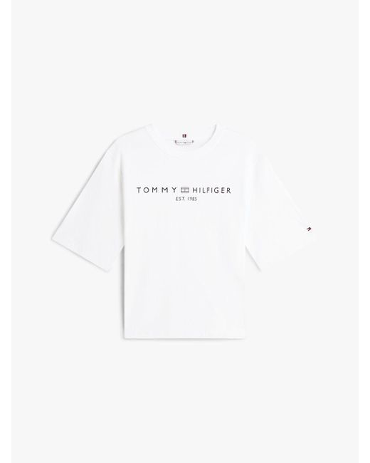 Tommy Hilfiger White Logo Relaxed Crew Neck T-Shirt