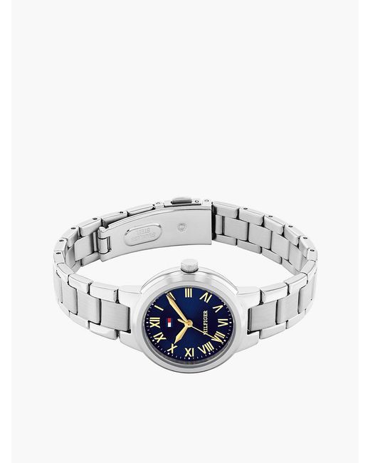 Tommy Hilfiger Blue Dial Stainless Steel Chain-Link Watch