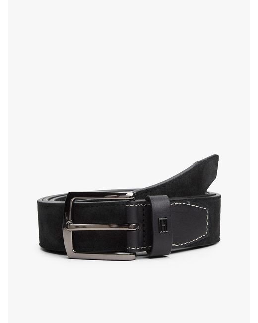 Tommy Hilfiger Black Denton Flag Plaque Suede Belt for men