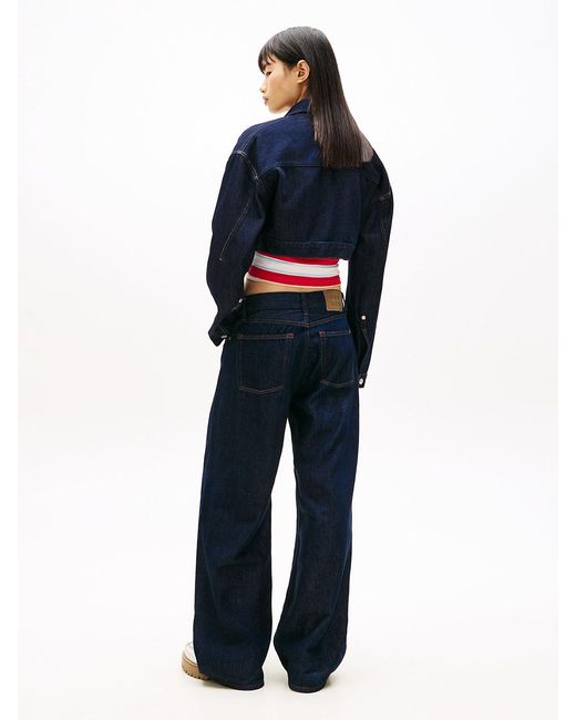 Tommy Hilfiger Blue Pleated Mid Rise Loose Straight Leg Jeans