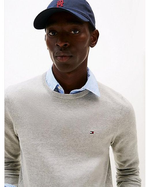 Tommy Hilfiger Trui Met Ronde Hals En Geborduurde Vlag in het Gray voor heren