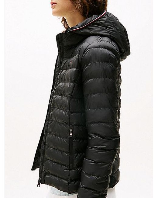 Chaqueta De Plumas Con Capucha Y Cremallera Tommy Hilfiger de color Black