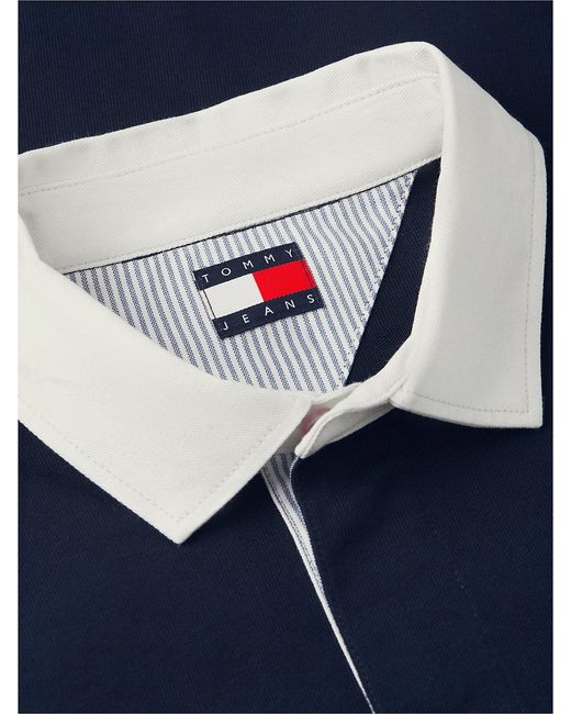 Tommy Hilfiger Blue Relaxed Fit Logo Panel Rugby Shirt for men