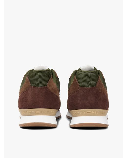 Tommy Hilfiger Green Suede Mixed Texture Trainers for men