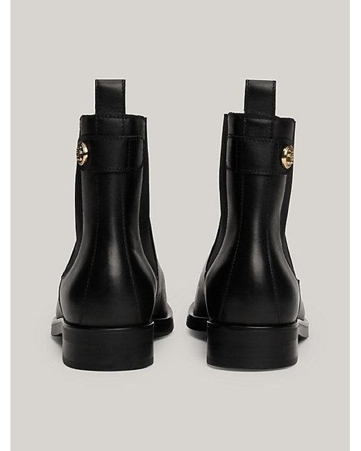 Tommy Hilfiger Black Chelsea-Boot Aus Leder Mit Monogramm-Emblem