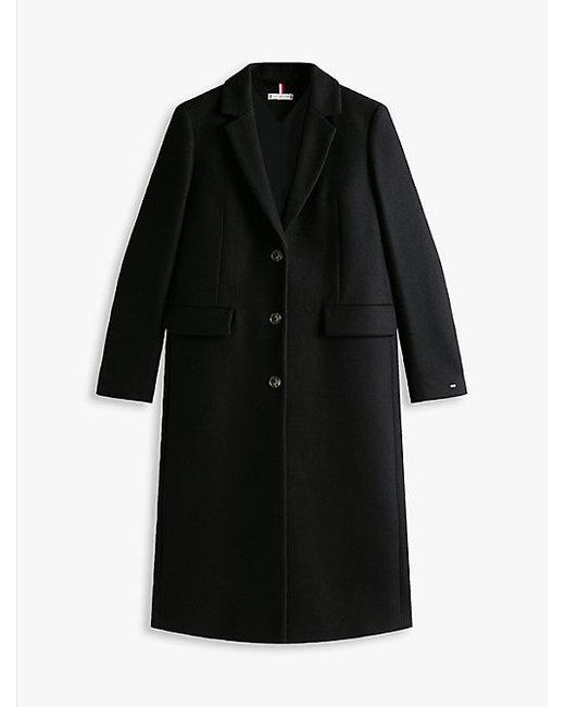 Tommy Hilfiger Lange Wolmix Jas Met Kasjmier in het Black