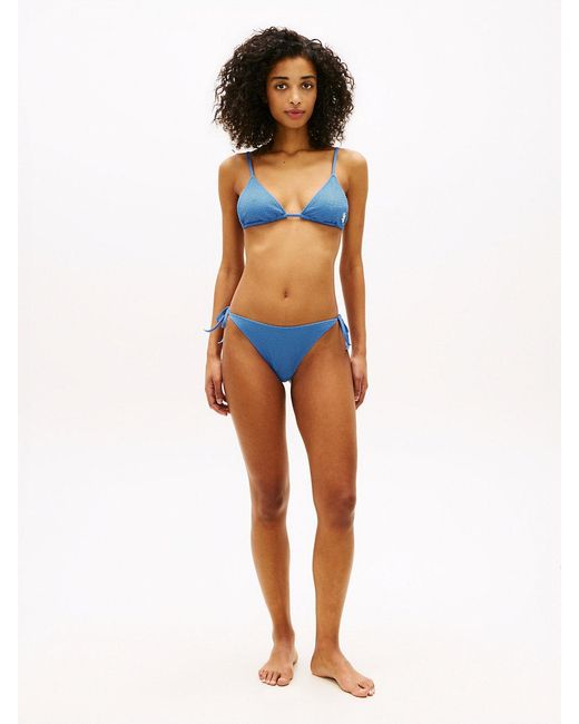 Tommy Hilfiger Blue Crinkle Texture Triangle Bikini Top