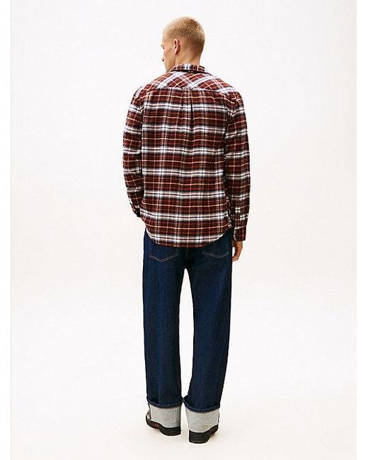 Tommy Hilfiger Regular Fit Overhemd Van Geruit Flanel in het Red voor heren