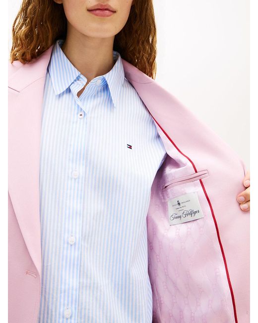 Tommy Hilfiger Pink Timeless Wool Blend Relaxed Double Breasted Blazer