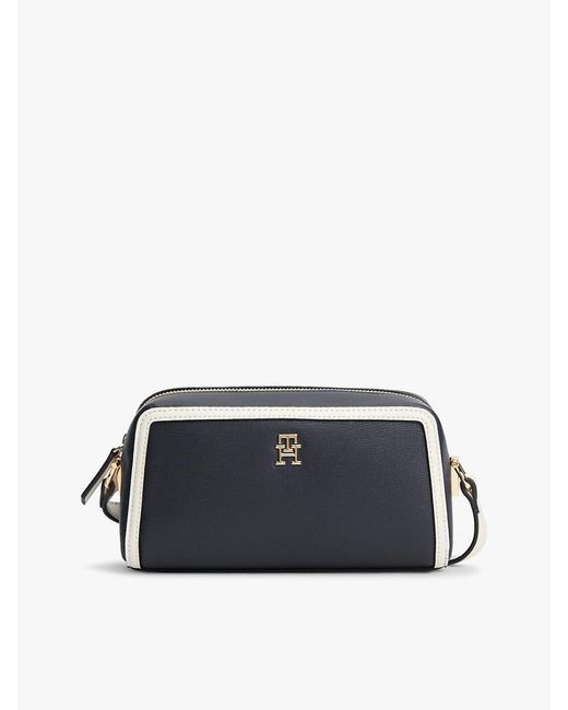 Tommy Hilfiger Blue Colour-blocked Th Monogram Crossbody Camera Bag