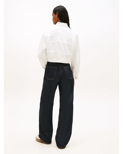 Tommy Hilfiger White Back Logo Oversized Denim Trucker Jacket