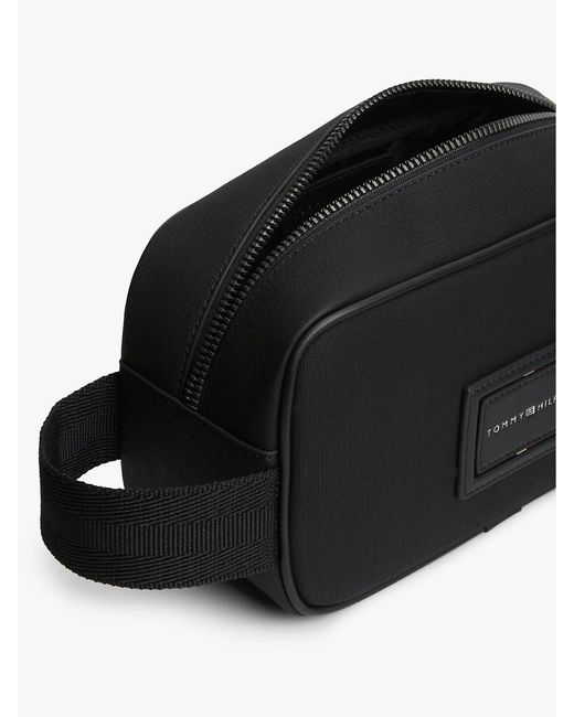Tommy Hilfiger Black Textile Logo Patch Washbag for men