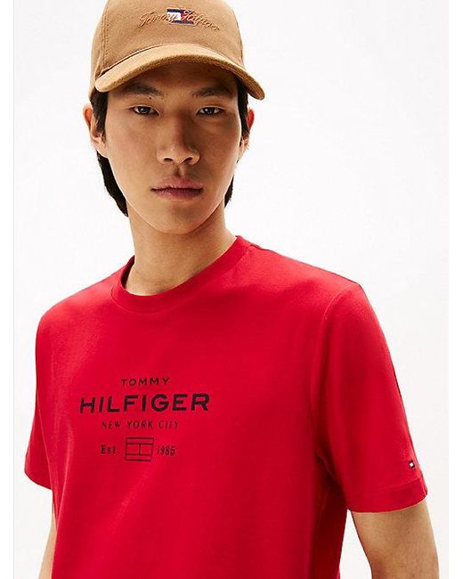 Tommy Hilfiger T-Shirt Met Ronde Hals En Logo-Graphic in het Red voor heren