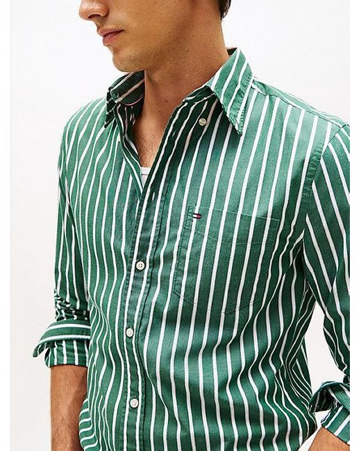 Tommy Hilfiger Th Flex Regular Fit Overhemd Met Strepen in het Green voor heren