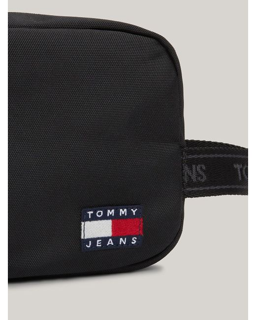 Tommy Hilfiger Black Essential Repeat Logo Handle Washbag for men