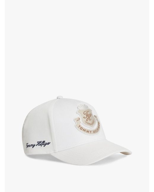 Tommy Hilfiger White Heritage Logo Patch Embroidery Baseball Cap for men