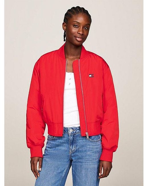 Tommy Hilfiger Essential Gewatteerd Bomberjack in het Red