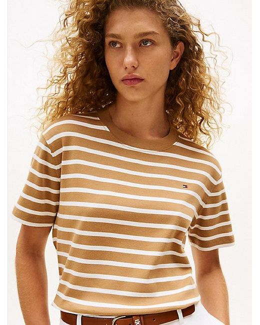 Camiseta De Cuello Redondo Con Corte Amplio Tommy Hilfiger de color Natural