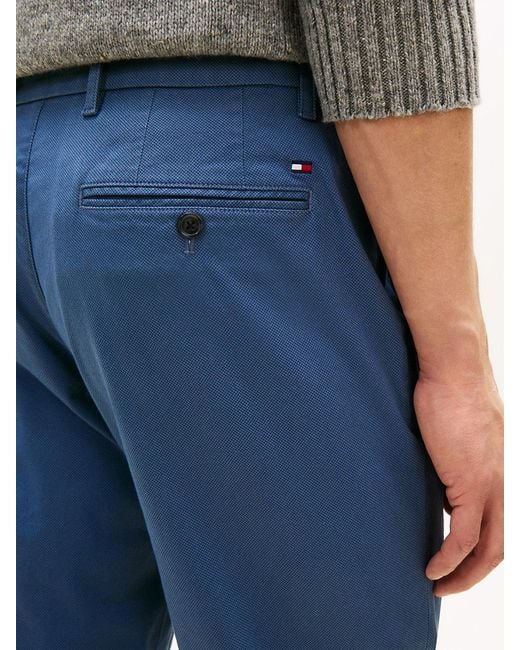 Tommy Hilfiger Blue Denton Micro Print Straight Leg Chinos for men