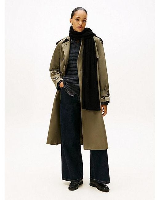 Tommy Hilfiger Fluffy Sjaal Met Wol En Hilfiger-Vlag in het Black