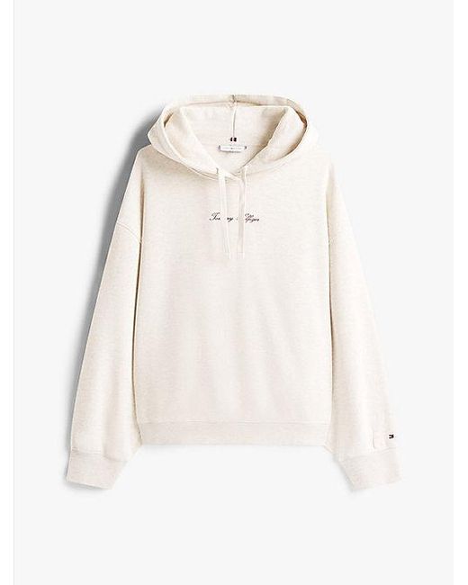 Tommy Hilfiger Relaxed Fit Hoodie Met Getextureerd Logo in het White