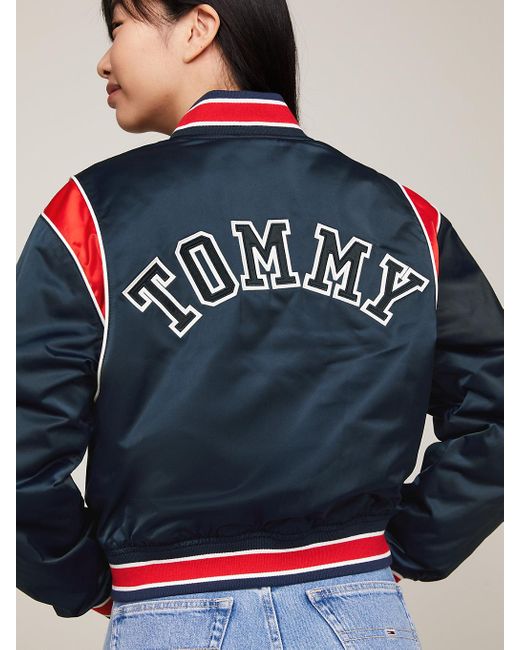Tommy Hilfiger Blue Tommy Jeans International Games Satin Bomber Jacket
