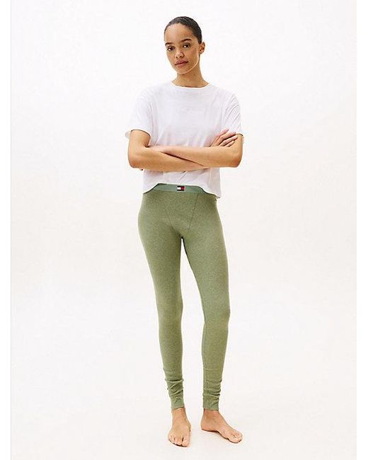 Tommy Hilfiger Lange Riblegging Met Logo in het Green