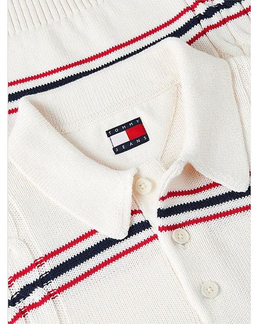 Tommy Hilfiger Tommy Badge Gestreifter Polopullover Mit Zopfmuster in White für Herren