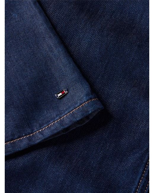 Tommy Hilfiger Blue Denim Fit And Flare Midi Dress