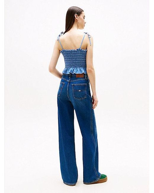 Top De Chambray Con Tirantes Anudables Tommy Hilfiger de color Blue