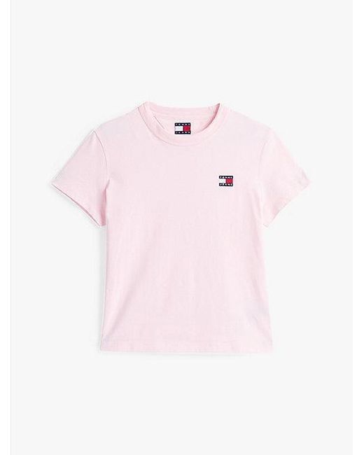 Camiseta De Cuello Redondo Con Parche Tommy Hilfiger de color White