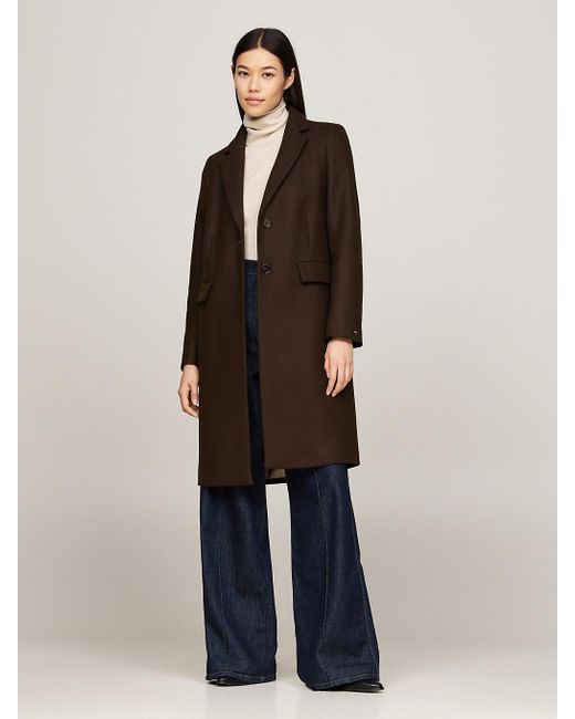 Tommy Hilfiger Natural Single Breasted Coat With Cashmere