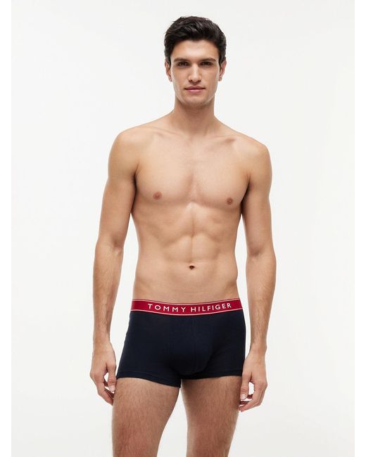 Tommy Hilfiger Blue 3-Pack Essential Logo Waistband Trunks for men