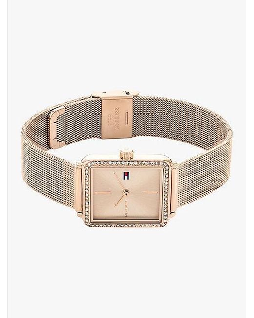 Reloj Con Correa De Malla Chapado En Oro Rosa Tommy Hilfiger de color Natural