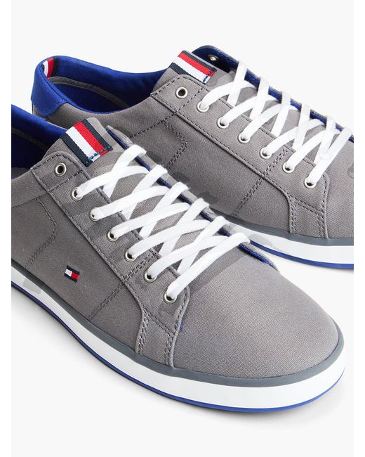 Tommy Hilfiger Gray Flag Canvas Trainers, Grey for men