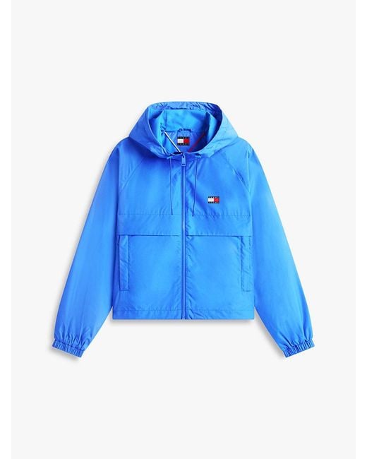 Tommy Hilfiger Blue Relaxed Water Repellent Ripstop Hooded Windbreaker