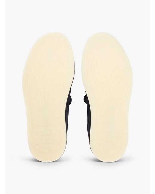 Tommy Hilfiger White Debossed Logo Topstitch Suede Loafers for men