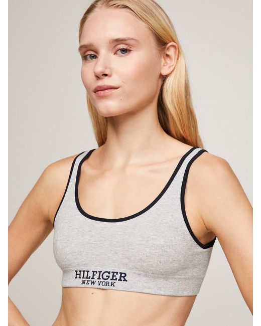 Tommy Hilfiger Natural Hilfiger Monotype Contrast Piping Unpadded Bralette