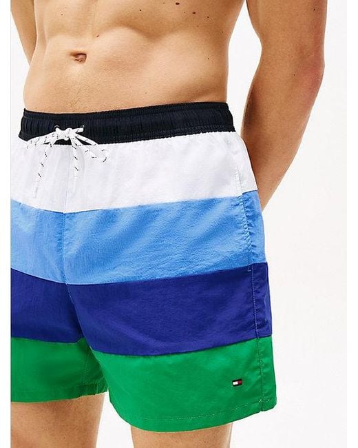 Tommy Hilfiger Medium Lange Zwemshort Met Streep in het Blue voor heren