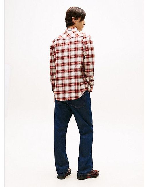 Camisa Western De Cuadros Con Corte Regular Tommy Hilfiger de hombre de color Red