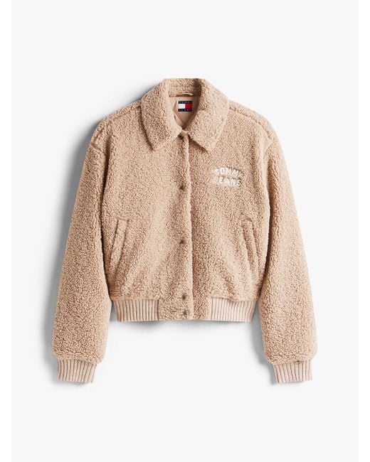 Bomber Universitaire En Polaire À Logo Au Dos Tommy Hilfiger en coloris Natural