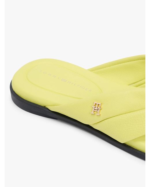 Tommy Hilfiger Yellow Leather Toe Post Flat Sandals